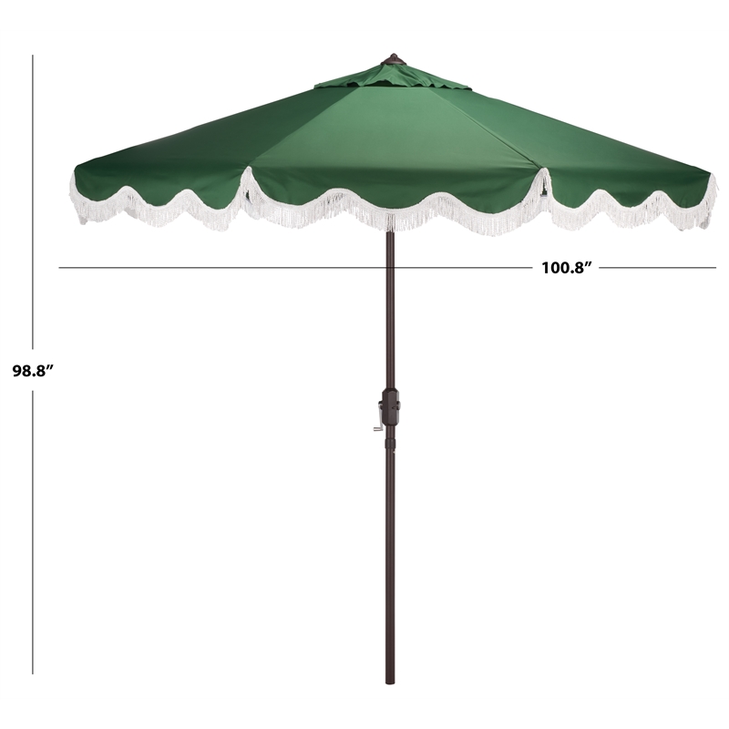 Safavieh Torsa 9 Ft Metal and Fabric Crank Umbrella in Green