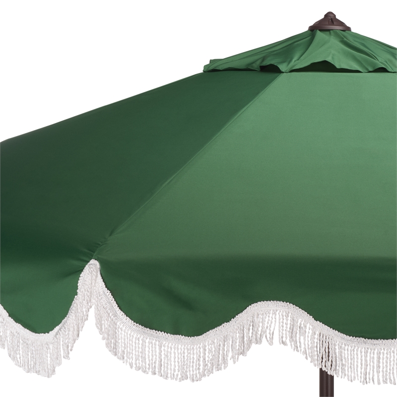 Safavieh Torsa 9 Ft Metal and Fabric Crank Umbrella in Green