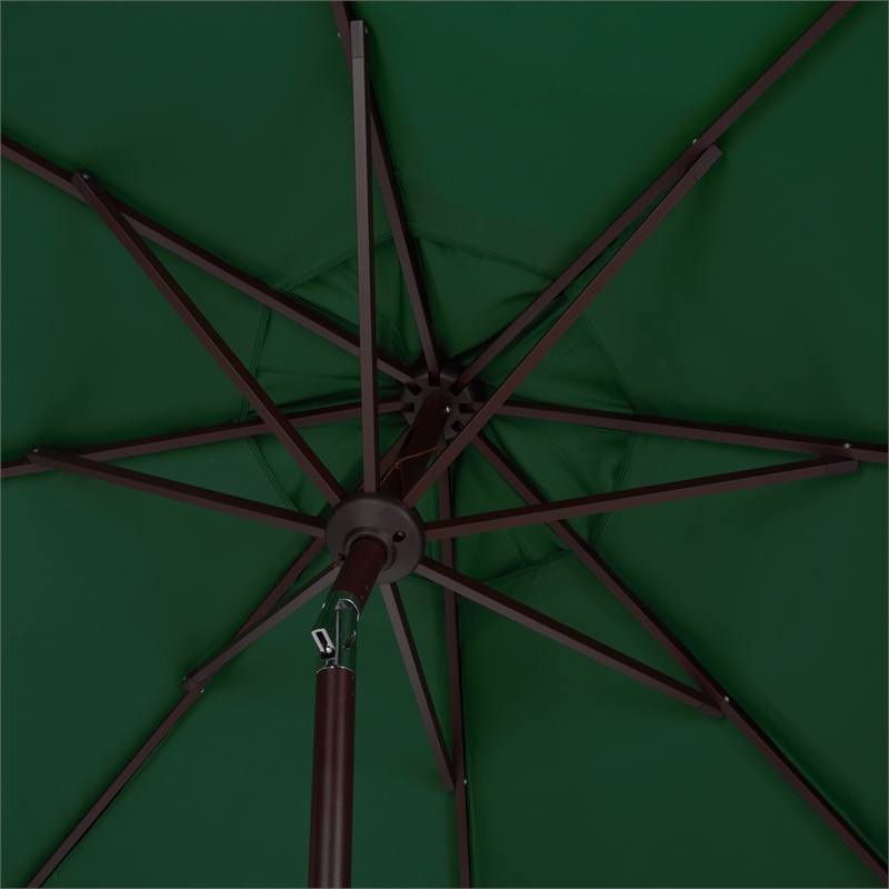 Safavieh Torsa 9 Ft Metal and Fabric Crank Umbrella in Green