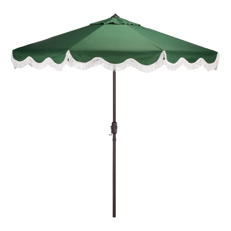 Safavieh Torsa 9 Ft Metal and Fabric Crank Umbrella in Green