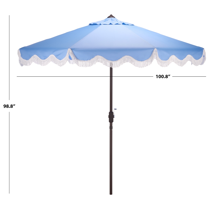 Safavieh Torsa 9 Ft Metal and Fabric Crank Umbrella in Baby Blue