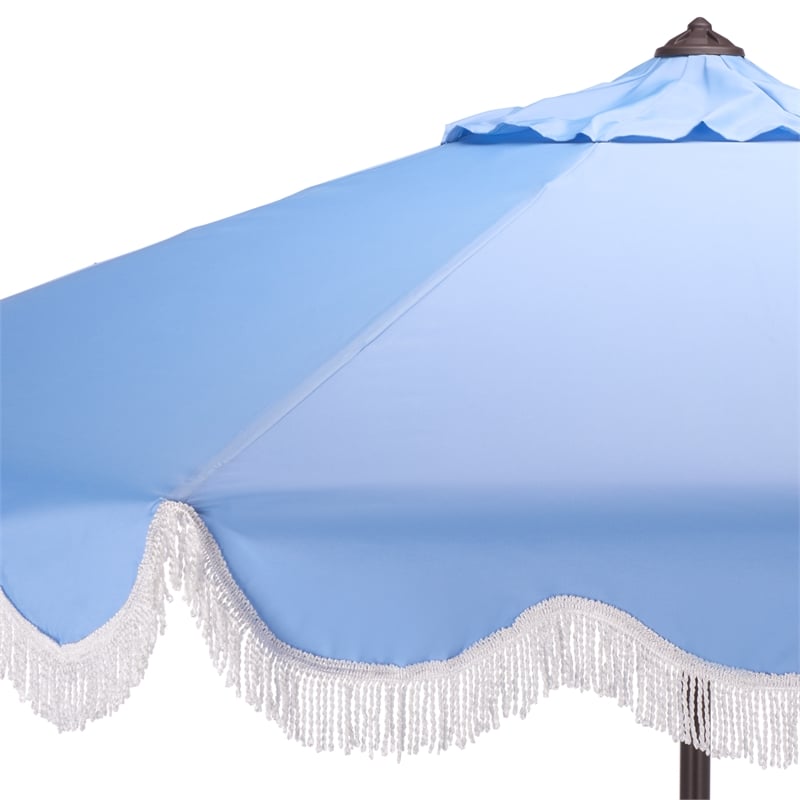 Safavieh Torsa 9 Ft Metal and Fabric Crank Umbrella in Baby Blue