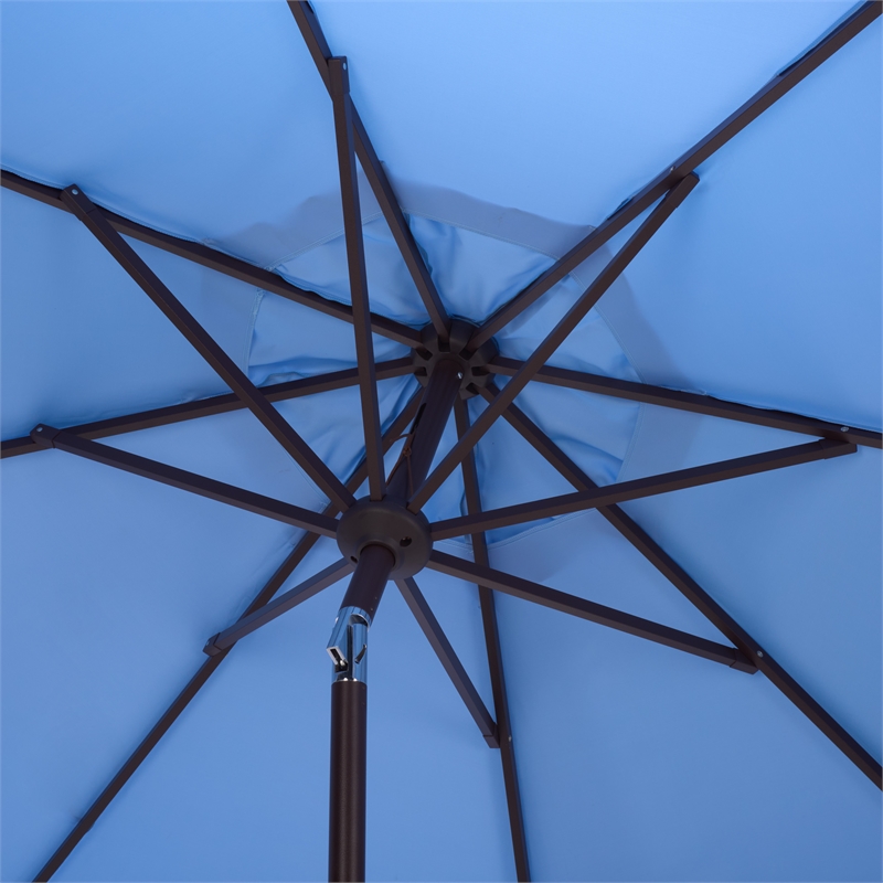 Safavieh Torsa 9 Ft Metal and Fabric Crank Umbrella in Baby Blue