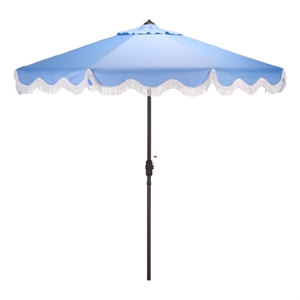 Safavieh Torsa 9 Ft Metal and Fabric Crank Umbrella in Baby Blue