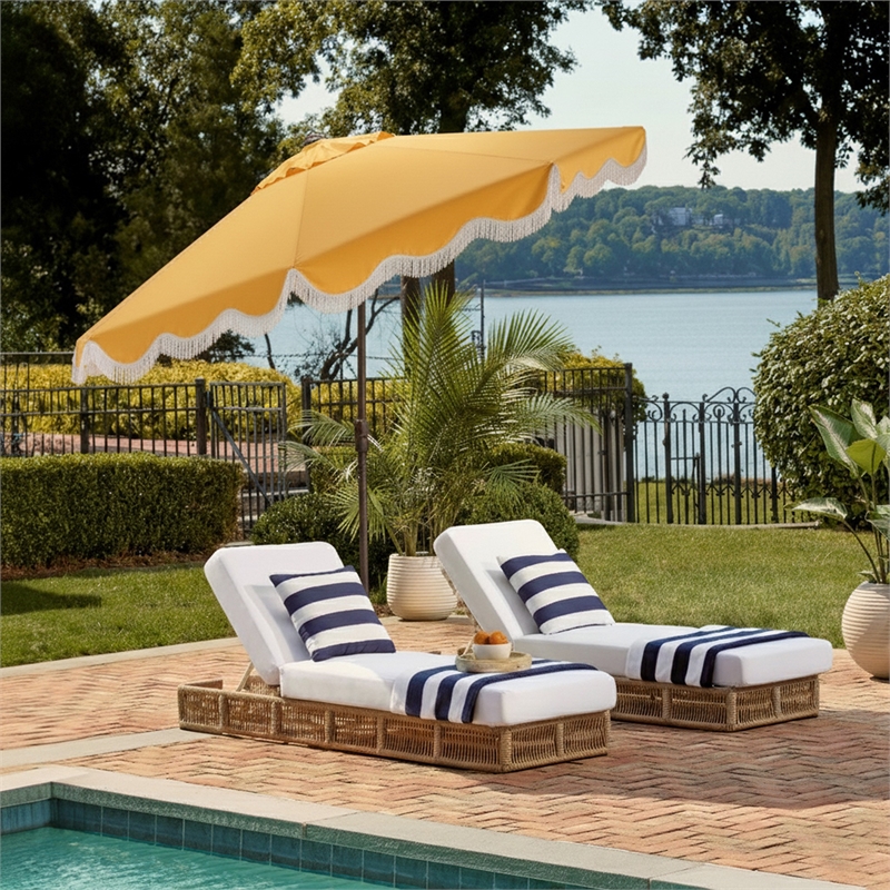 Safavieh Torsa 9 Ft Metal and Fabric Crank Umbrella in Yellow