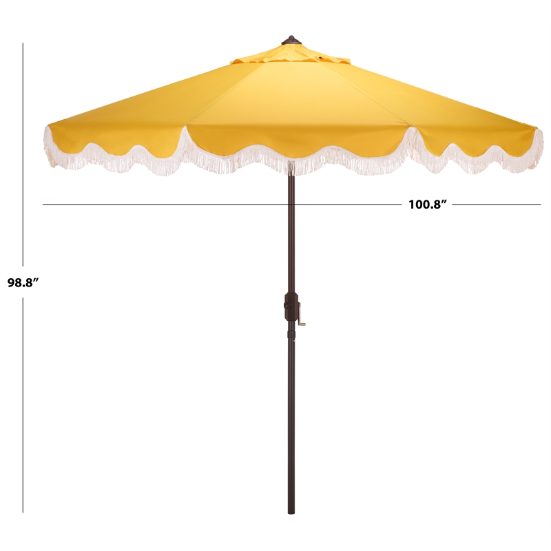 Safavieh Torsa 9 Ft Metal and Fabric Crank Umbrella in Yellow