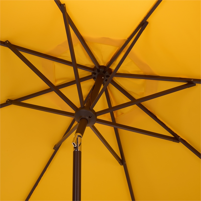Safavieh Torsa 9 Ft Metal and Fabric Crank Umbrella in Yellow