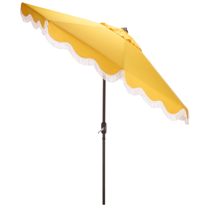 Safavieh Torsa 9 Ft Metal and Fabric Crank Umbrella in Yellow