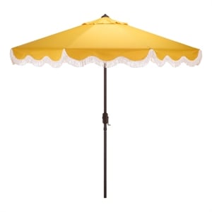Safavieh Torsa 9 Ft Metal and Fabric Crank Umbrella in Yellow