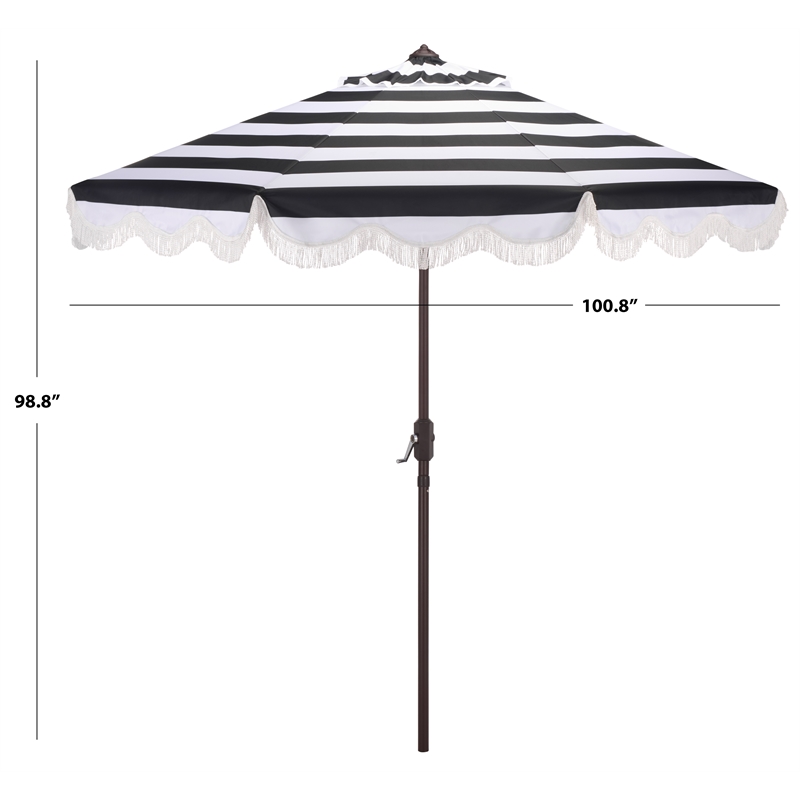 Safavieh Lucerna  9 Ft Metal and Fabric Crank Umbrella in Black