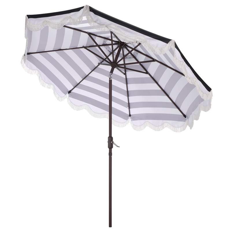 Safavieh Lucerna  9 Ft Metal and Fabric Crank Umbrella in Black