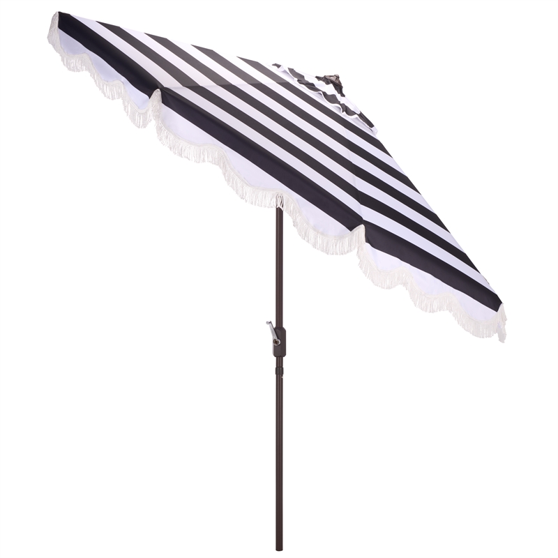 Safavieh Lucerna  9 Ft Metal and Fabric Crank Umbrella in Black