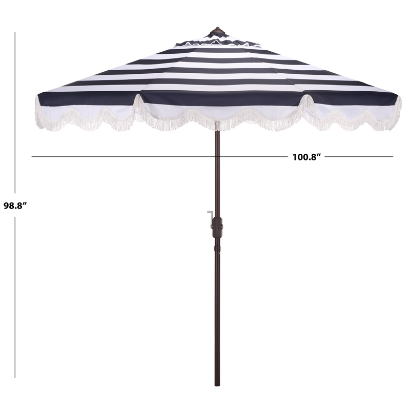 Safavieh Lucerna  9 Ft Metal and Fabric Crank Umbrella in Navy