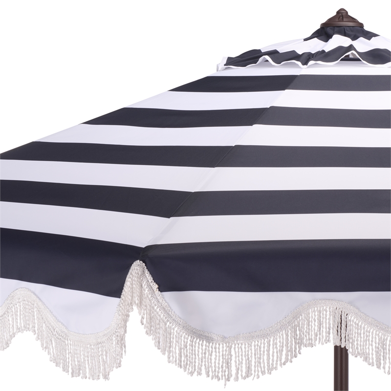 Safavieh Lucerna  9 Ft Metal and Fabric Crank Umbrella in Navy