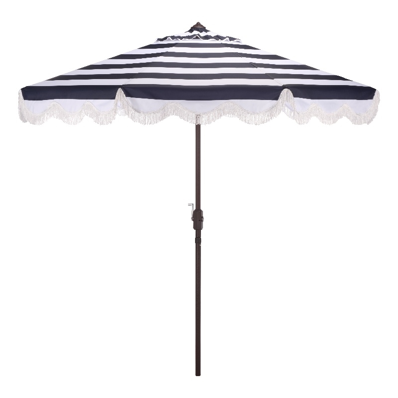 Safavieh Lucerna  9 Ft Metal and Fabric Crank Umbrella in Navy