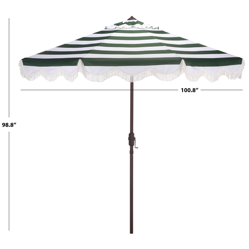 Safavieh Lucerna  9 Ft Metal and Fabric Crank Umbrella in Green