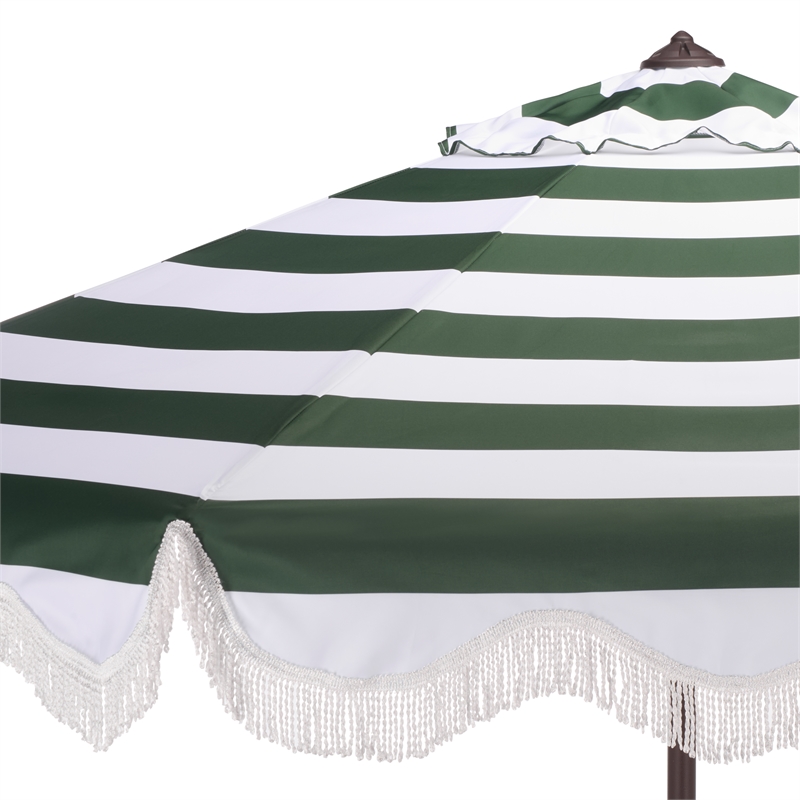 Safavieh Lucerna  9 Ft Metal and Fabric Crank Umbrella in Green