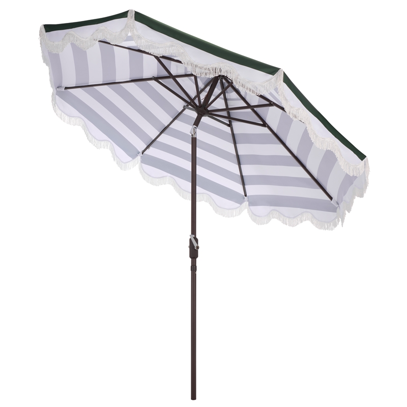 Safavieh Lucerna  9 Ft Metal and Fabric Crank Umbrella in Green