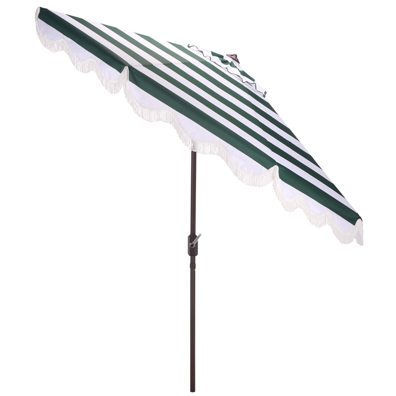 Safavieh Lucerna  9 Ft Metal and Fabric Crank Umbrella in Green