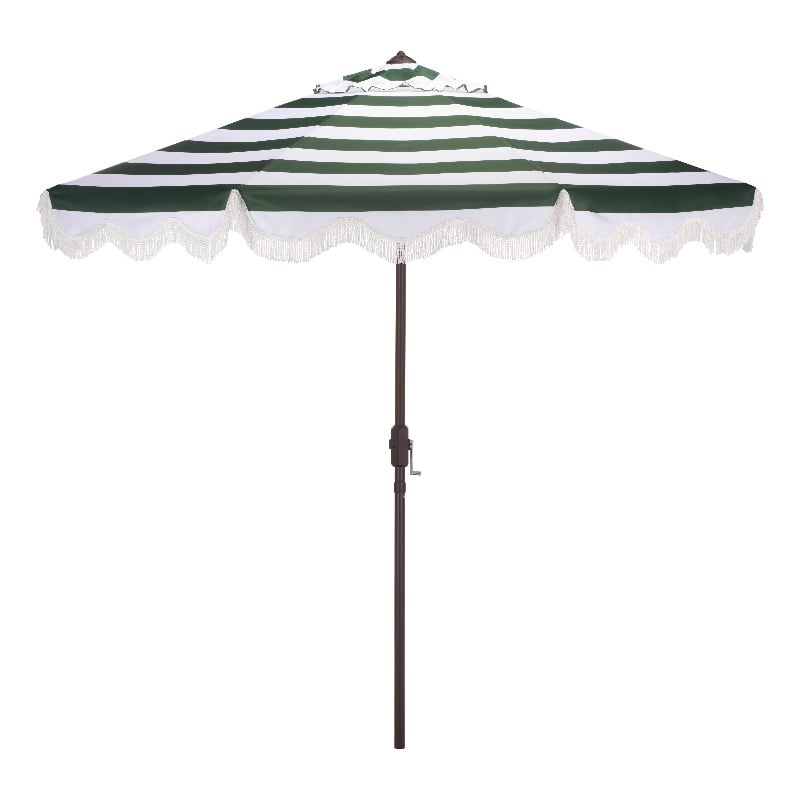 Safavieh Lucerna  9 Ft Metal and Fabric Crank Umbrella in Green