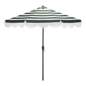 Safavieh Lucerna  9 Ft Metal and Fabric Crank Umbrella in Green