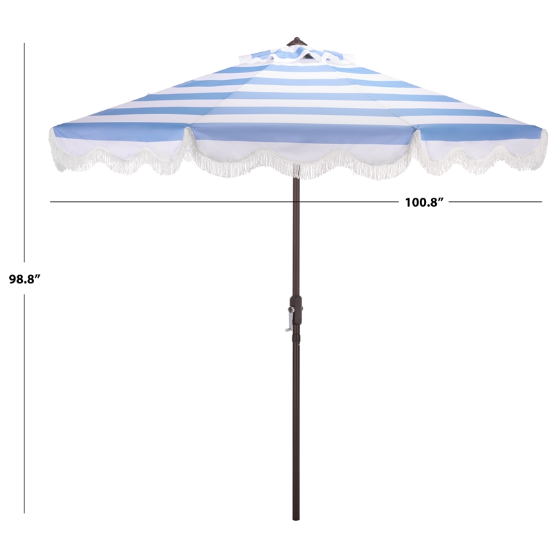 Safavieh Lucerna 9 Ft Metal and Fabric Crank Umbrella  in Baby Blue