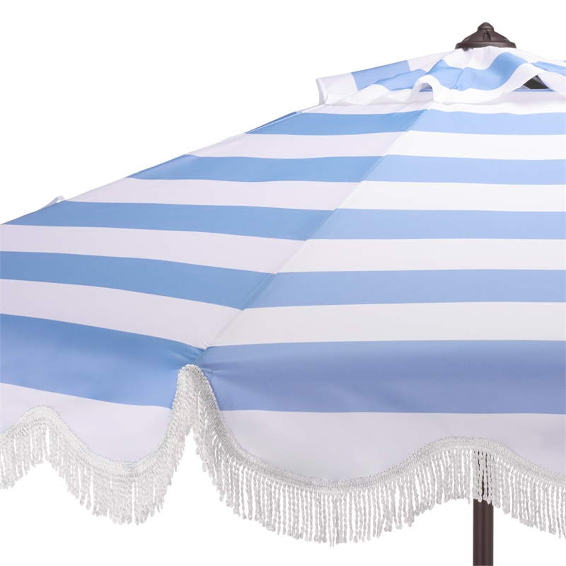 Safavieh Lucerna 9 Ft Metal and Fabric Crank Umbrella  in Baby Blue