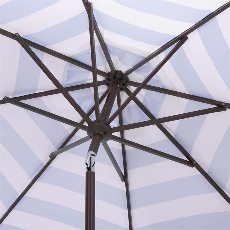 Safavieh Lucerna 9 Ft Metal and Fabric Crank Umbrella  in Baby Blue