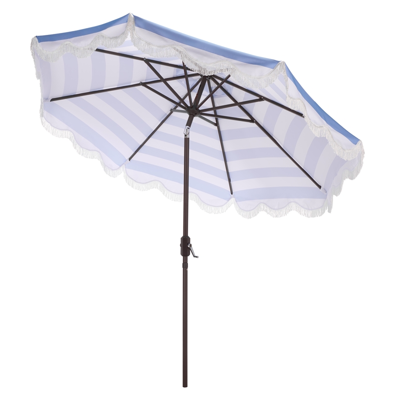 Safavieh Lucerna 9 Ft Metal and Fabric Crank Umbrella  in Baby Blue