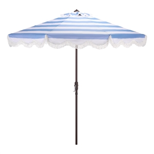 Safavieh Lucerna 9 Ft Metal and Fabric Crank Umbrella  in Baby Blue