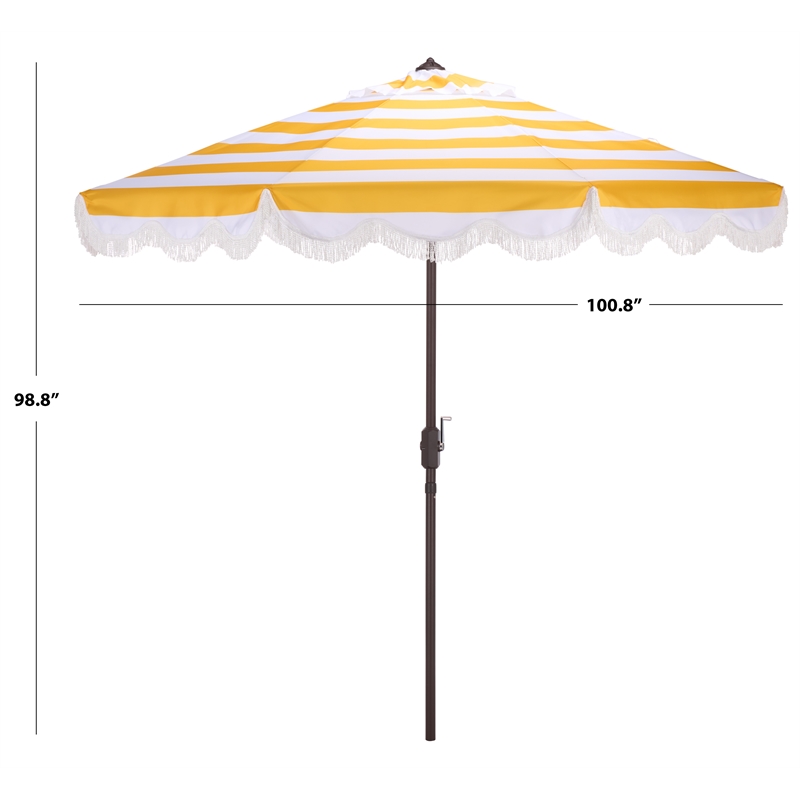 Safavieh Lucerna  9 Ft Metal and Fabric Crank Umbrella in Yellow
