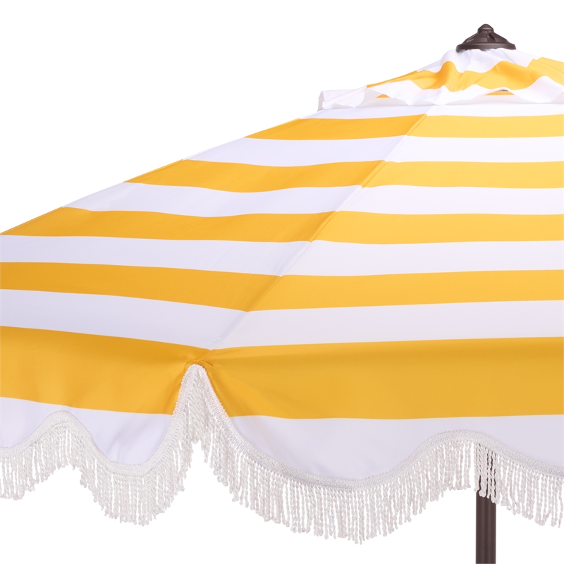 Safavieh Lucerna  9 Ft Metal and Fabric Crank Umbrella in Yellow