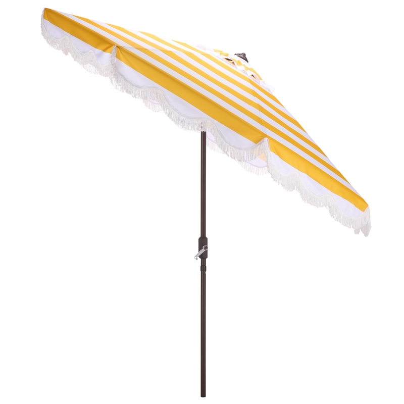 Safavieh Lucerna  9 Ft Metal and Fabric Crank Umbrella in Yellow