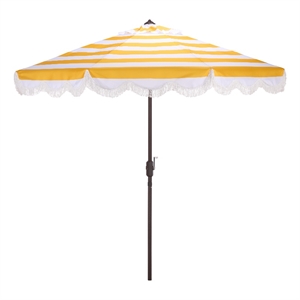 Safavieh Lucerna  9 Ft Metal and Fabric Crank Umbrella in Yellow