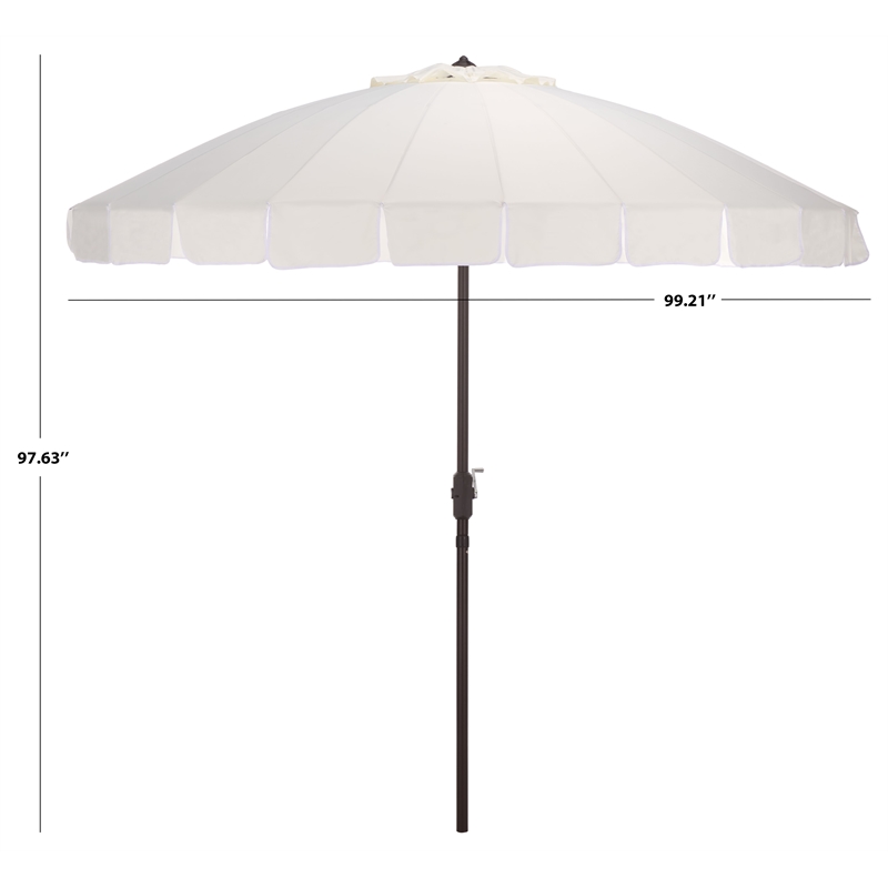 Safavieh Panza 9 Ft Metal and Fabric Crank Umbrella in Ivory