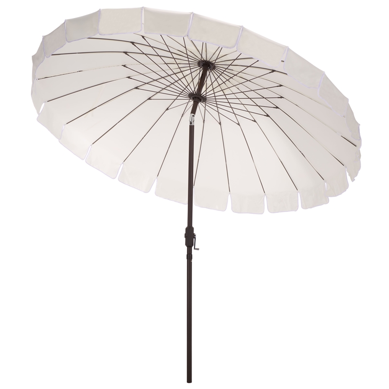 Safavieh Panza 9 Ft Metal and Fabric Crank Umbrella in Ivory