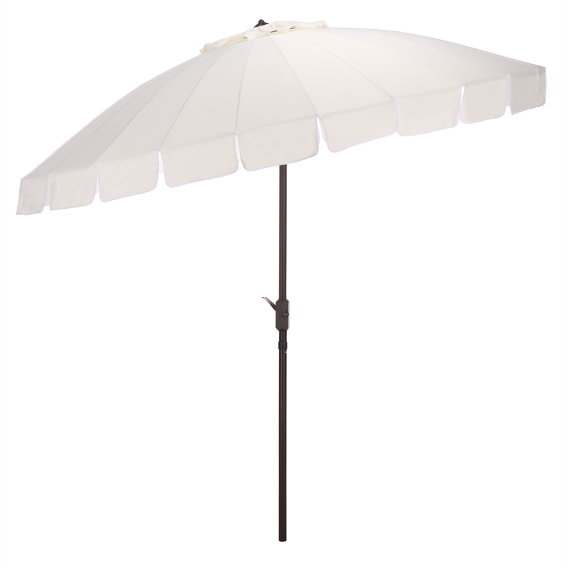 Safavieh Panza 9 Ft Metal and Fabric Crank Umbrella in Ivory