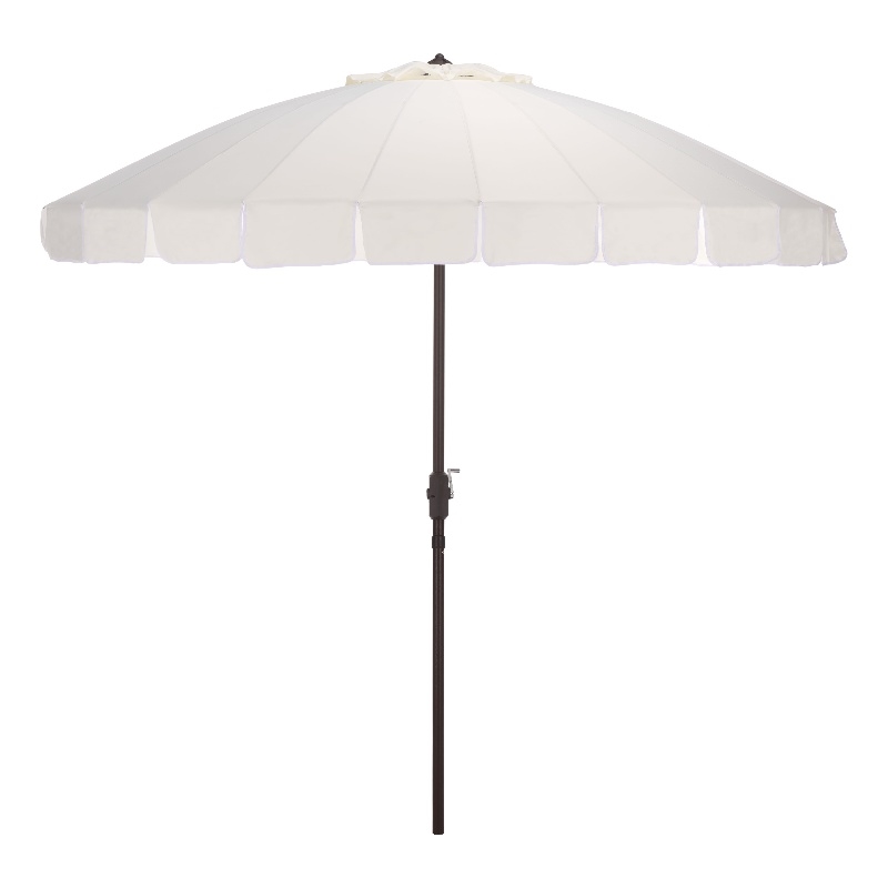 Safavieh Panza 9 Ft Metal and Fabric Crank Umbrella in Ivory
