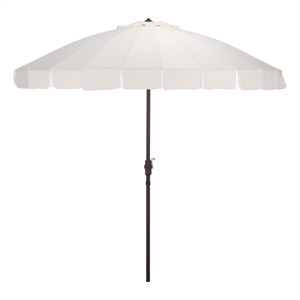 Safavieh Panza 9 Ft Metal and Fabric Crank Umbrella in Ivory