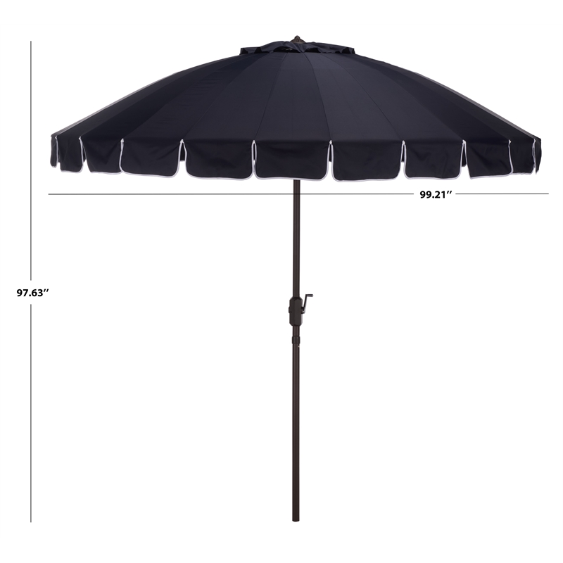 Safavieh Panza 9 Ft Metal and Fabric Crank Umbrella in Navy