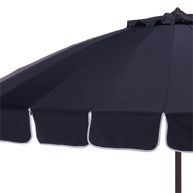 Safavieh Panza 9 Ft Metal and Fabric Crank Umbrella in Navy