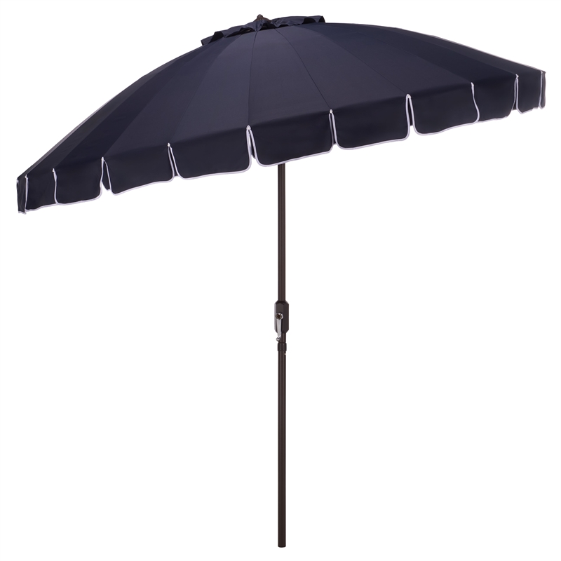 Safavieh Panza 9 Ft Metal and Fabric Crank Umbrella in Navy