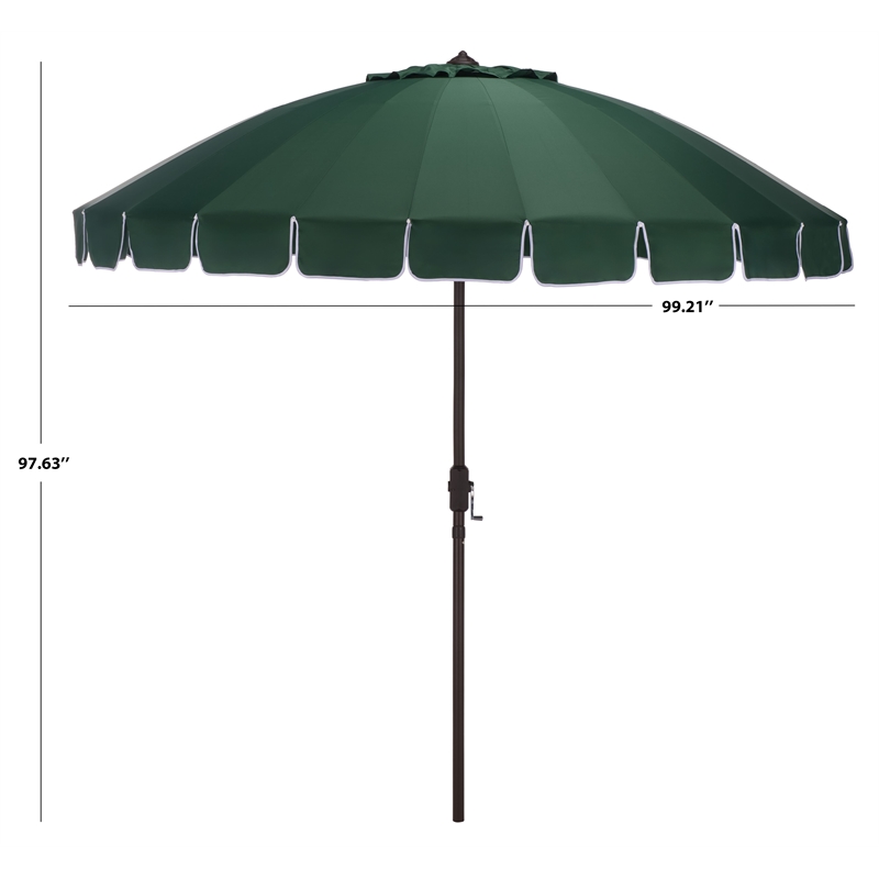 Safavieh Panza 9 Ft Metal and Fabric Crank Umbrella  in Green
