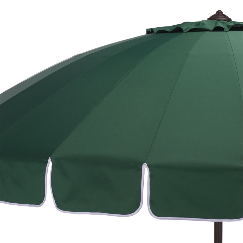 Safavieh Panza 9 Ft Metal and Fabric Crank Umbrella  in Green