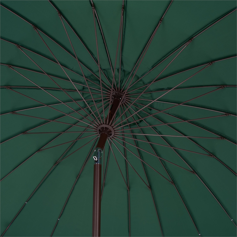 Safavieh Panza 9 Ft Metal and Fabric Crank Umbrella  in Green