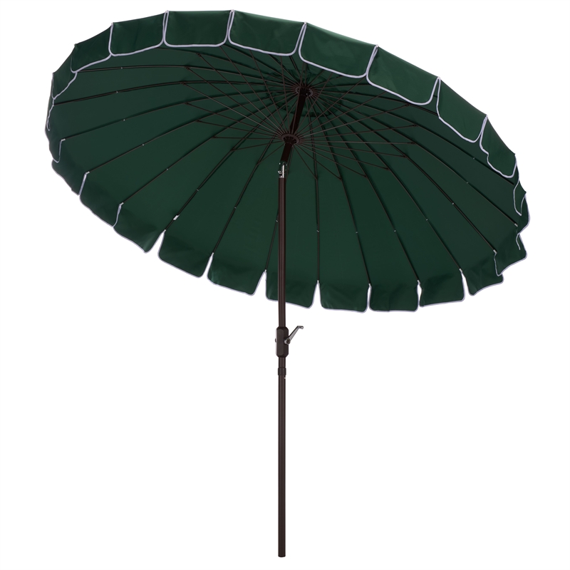 Safavieh Panza 9 Ft Metal and Fabric Crank Umbrella  in Green