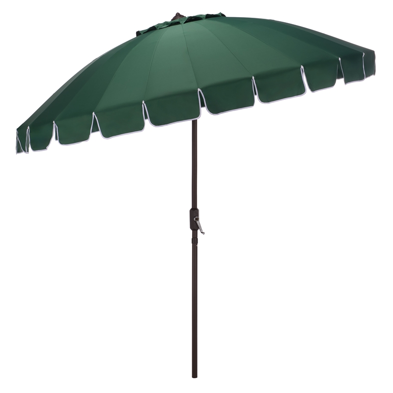 Safavieh Panza 9 Ft Metal and Fabric Crank Umbrella  in Green