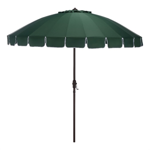 Safavieh Panza 9 Ft Metal and Fabric Crank Umbrella  in Green