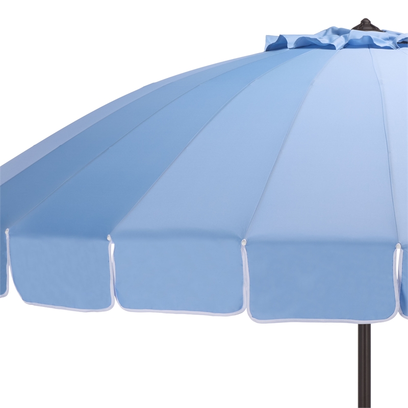 Safavieh Panza 9 Ft Metal and Fabric Crank Umbrella in Baby Blue