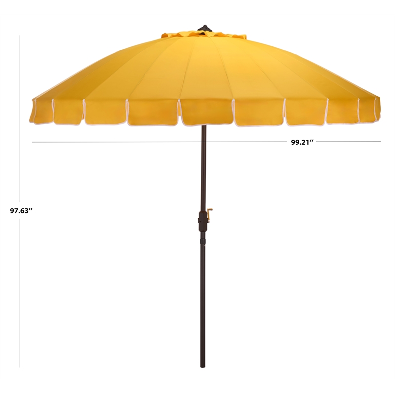 Safavieh Panza 9 Ft Metal and Fabric Crank Umbrella in Yellow